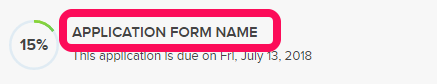 default application form Name displays as